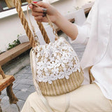 Straw Bucket Bag Women Crossbody Summer Shoulder Travel Handbag KL1011