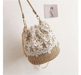 Straw Bucket Bag Women Crossbody Summer Shoulder Travel Handbag KL1011