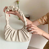 Shoulder Bags Women Underarm Texture Office Ladies Hasp Pleated Cloud Bag Handba