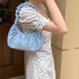 Shoulder Bags Women Underarm Texture Office Ladies Hasp Pleated Cloud Bag Handba