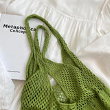Summer Women Large Crochet Shoulder Bag Bohemian Beach Mesh Straw