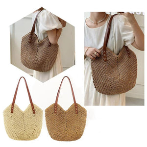 Hollow Shoulder Bag Paper Rope Weaving Hand Bag for Travel Vacation