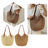 Hollow Shoulder Bag Paper Rope Weaving Hand Bag for Travel Vacation