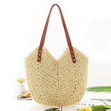 Hollow Shoulder Bag Paper Rope Weaving Hand Bag for Travel Vacation