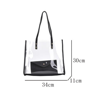 2pcs/set Transparent PVC Clear Bag Women Handbag