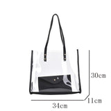 2pcs/set Transparent PVC Clear Bag Women Handbag