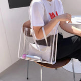 2pcs/set Transparent PVC Clear Bag Women Handbag