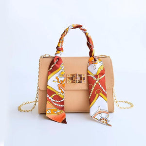 Women Handbags Silk Scarf Shoulder Bag Chain Crossbody Business Totes
