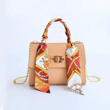 Women Handbags Silk Scarf Shoulder Bag Chain Crossbody Business Totes
