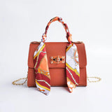 Women Handbags Silk Scarf Shoulder Bag Chain Crossbody Business Totes