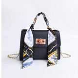 Women Handbags Silk Scarf Shoulder Bag Chain Crossbody Business Totes