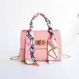 Women Handbags Silk Scarf Shoulder Bag Chain Crossbody Business Totes