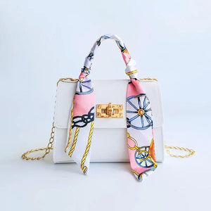 Women Handbags Silk Scarf Shoulder Bag Chain Crossbody Business Totes