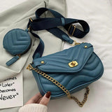 Small PU Leather Shoulder Bag For Women Travel Crossbody Bag 2 PCS/SET