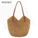 Hollow Shoulder Bag Paper Rope Weaving Hand Bag Summer Casual Portable