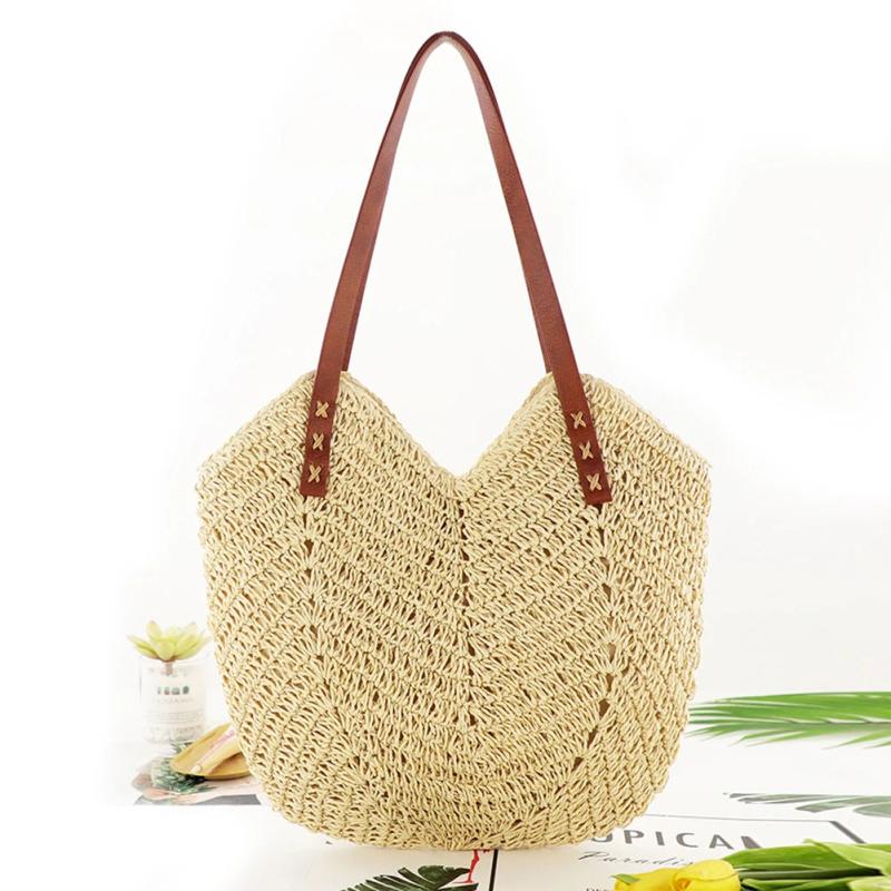 Hollow Shoulder Bag Paper Rope Weaving Hand Bag Summer Casual Portable