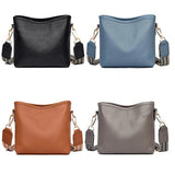 Vintage Leather Bucket Tote Shoulder Bag