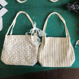 Women Lace Woven Shoulder Bag Embroidered Bucket Beach Bags