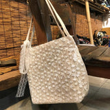 Women Lace Woven Shoulder Bag Embroidered Bucket Beach Bags
