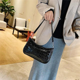 Crocodile Leather Retro Shoulder Bag Solid Ladies Totes