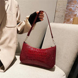 Crocodile Leather Retro Shoulder Bag Solid Ladies Totes