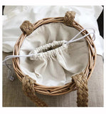 Women Straw Woven Bucket Bag Beach Travel Tote Handbag