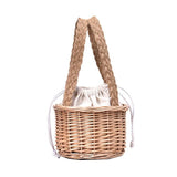 Women Straw Woven Bucket Bag Beach Travel Tote Handbag