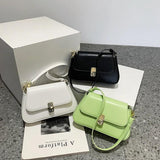 PU Leather Women Underarm Bag Retro Solid Ladies Baguette Handbags