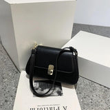 PU Leather Women Underarm Bag Retro Solid Ladies Baguette Handbags