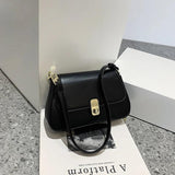 PU Leather Women Underarm Bag Retro Solid Ladies Baguette Handbags