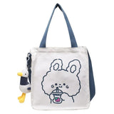 Spring Autumn Bear Canvas Shoulder Bag Women Tote Handbag