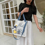 Spring Autumn Bear Canvas Shoulder Bag Women Tote Handbag