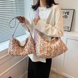Vintage Printing Plaid Bag Women's Handbags Large Shoulder Bag