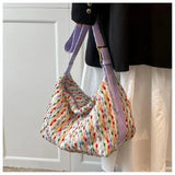 Vintage Printing Plaid Bag Women's Handbags Large Shoulder Bag