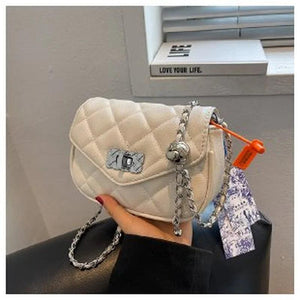 Leather Chain Crossbody Bag for Women Ladies Shoulder Side Tote