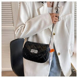 Leather Chain Crossbody Bag for Women Ladies Shoulder Side Tote