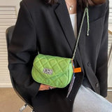 Leather Chain Crossbody Bag for Women Ladies Shoulder Side Tote