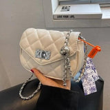Leather Chain Crossbody Bag for Women Ladies Shoulder Side Tote
