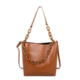 Casual Large Capacity Women Tote Shoulder Bag PU Leather Ladies Bucket Handbag