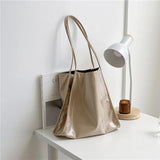 Retro Patent Leather Large Shoulder Handbag