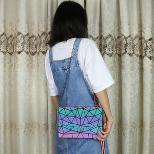 Geometry Luminous Chain Women Shoulder Bags Clutch Laser Females Crossbody Bag
