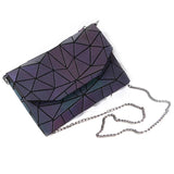 Geometry Luminous Chain Women Shoulder Bags Clutch Laser Females Crossbody Bag