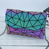Geometry Luminous Chain Women Shoulder Bags Clutch Laser Females Crossbody Bag