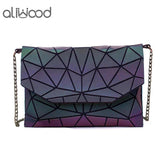 Geometry Luminous Chain Women Shoulder Bags Clutch Laser Females Crossbody Bag