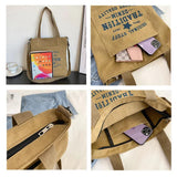 Womens Shoulder Bags Letter Canvas Handbag Crossbody