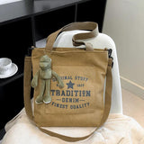 Womens Shoulder Bags Letter Canvas Handbag Crossbody