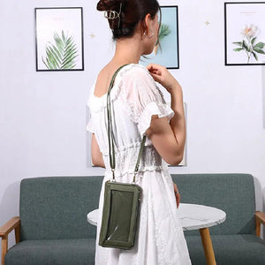 Small Leather Crossbody Cellphone Wallet Women's Shoulder Bag