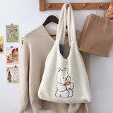 Large Capacity Cotton Cloth Tote Soft Shopping Bags Girls Book Bag Women Canvas