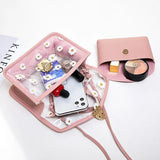 Women Transparent Crossbody Shoulder Bag Daisy Pattern Block Messenger Handbag