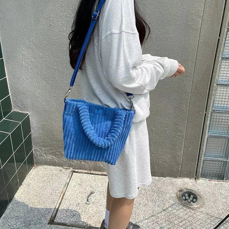 Casual Women Corduroy Shoulder Bags Female Eco Cloth Handbag Tote